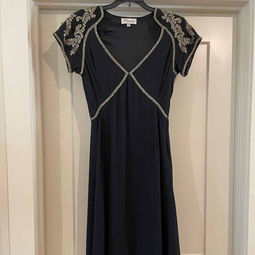 Temperley London Silk Mid Length Dress With Beautiful Beading Accents